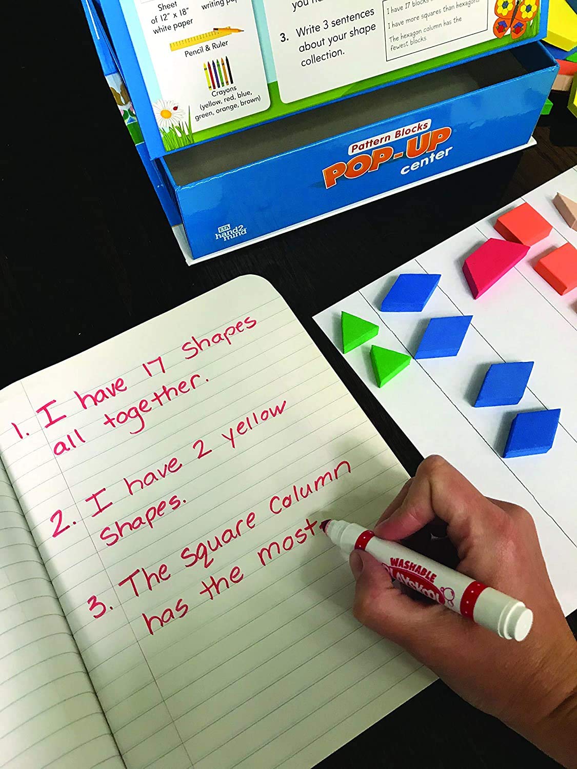 hand2mind Foam Pattern Blocks, Foam Shapes, Geometric Shapes for Kids, Pattern Play, Toddler Pattern Blocks, Shapes for Kindergarten, 3D Shapes Manipulatives, Sorting Math (Set of 100)