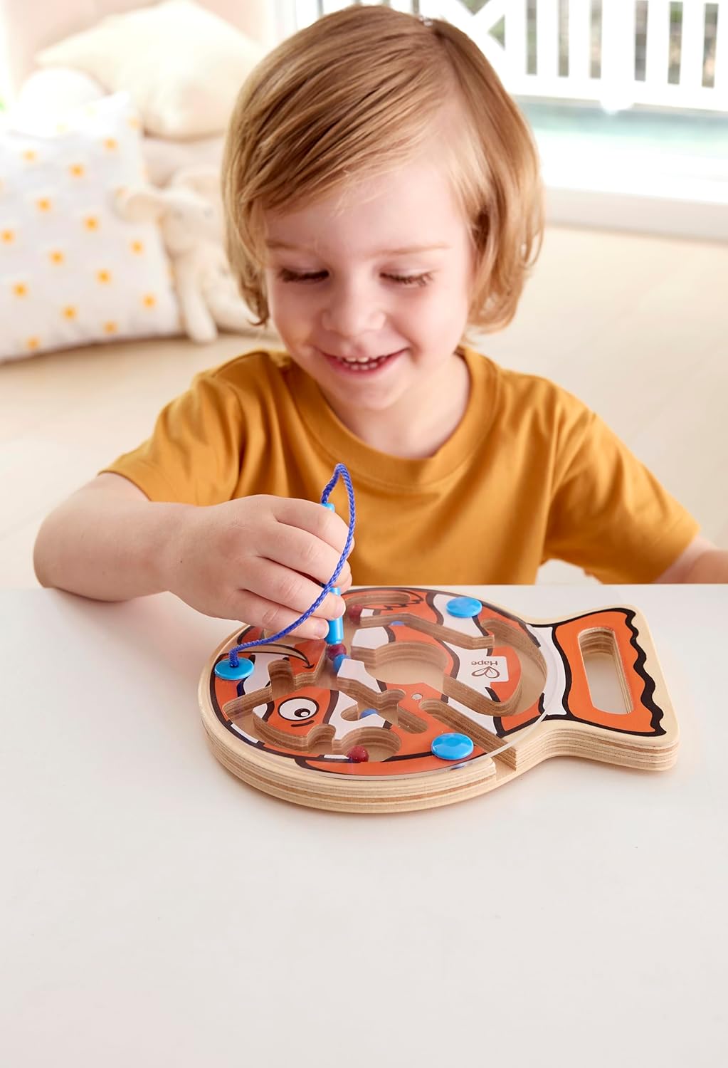 Hape Wooden Magnetic Maze Puzzle Choo Choo Tracks| Learning and Development Puzzle with Magnetic Wand for Toddlers