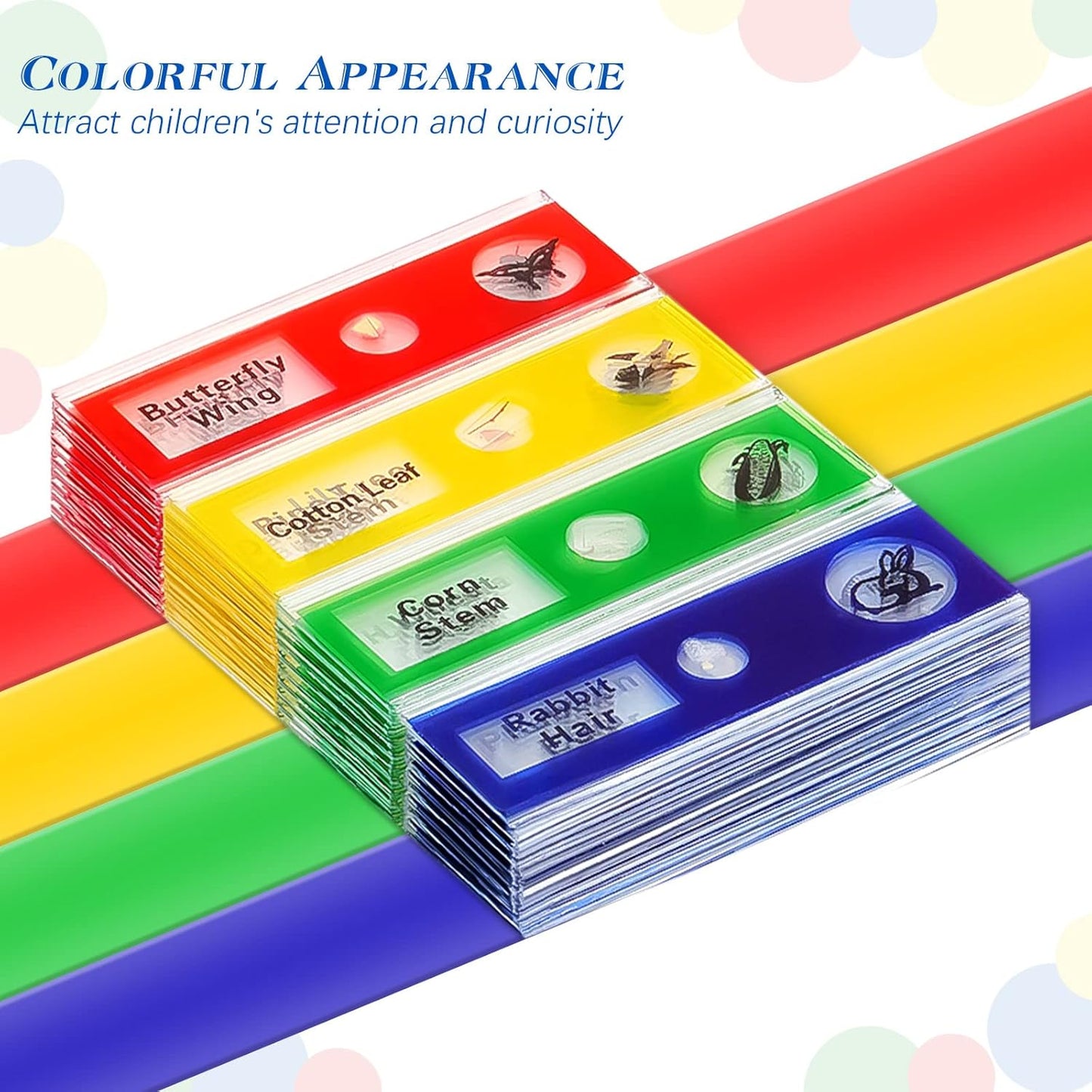Yexiya 120 Pcs Prepared Microscope Slides, 48 Different Patterns Animals Plants Insects Specimens for Kids, Students Biology Science School Lab Microscope Accessories