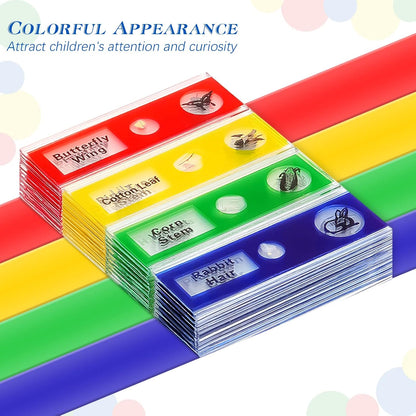 Yexiya 120 Pcs Prepared Microscope Slides, 48 Different Patterns Animals Plants Insects Specimens for Kids, Students Biology Science School Lab Microscope Accessories