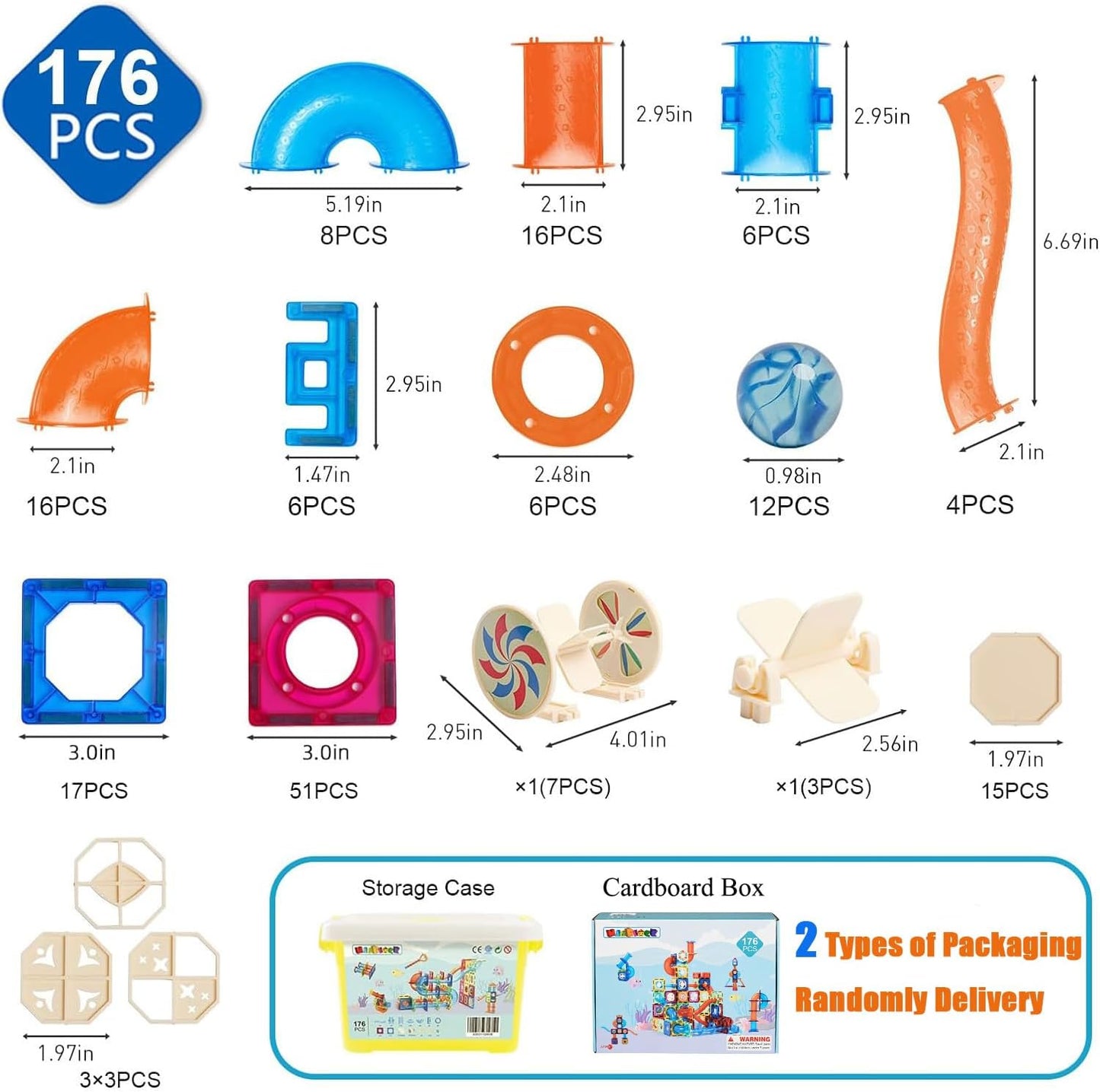MAGBLOCK 85Pcs Marble Run Magnetic Tiles Toy Building Blocks STEM Educational Child Brain Development Kit Magnet Construction Toys for Boys Girls Kids Age 5 6 7+ Years Old