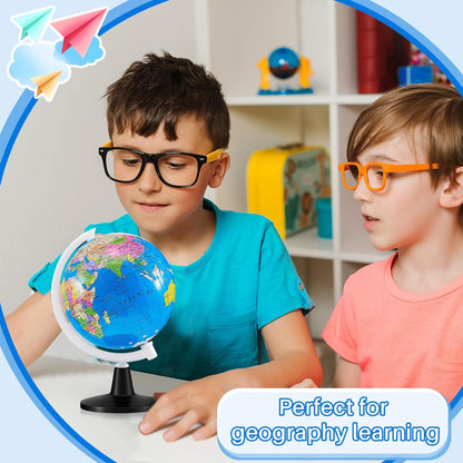 Henoyso 6 Pcs World Globe for Kid 4.6'' Educational Mini Desk Decorative Earth Globes with Black Stand Learning Rotating World Map for End of School Year Graduate Gift Geography Classroom Table Decor