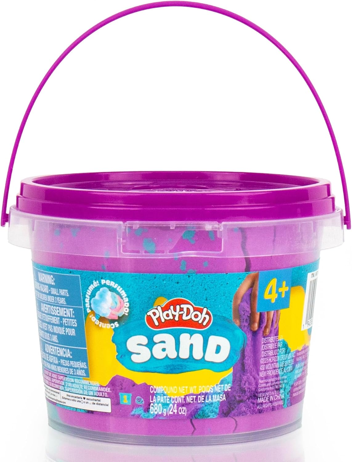 Play-Doh Sand Slime Bucket, Teal and Purple, Cotton Candy Scented, 1.5 Pounds of Play Sand in Resealable Bucket with Magical Molds on the Lid, Creativity for Kids Sensory Toys