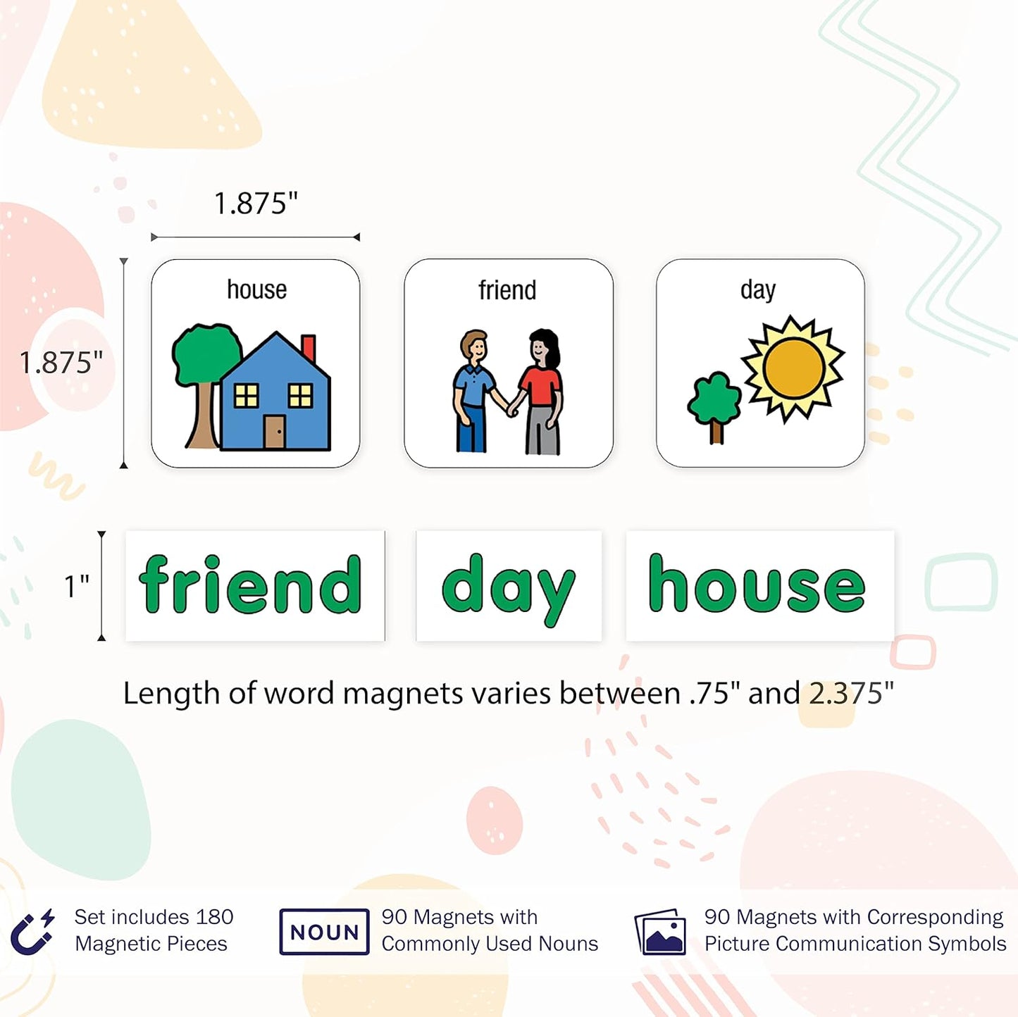 BARKER CREEK Learning Magnets, for Children, Picture Communication Symbol Magnets - High-Frequency Verbs & Companion Word Magnets (3000)