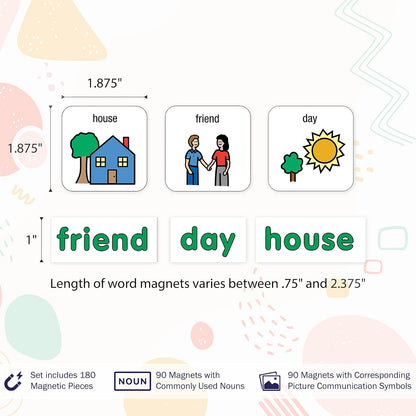 BARKER CREEK Learning Magnets, for Children, Picture Communication Symbol Magnets - High-Frequency Verbs & Companion Word Magnets (3000)