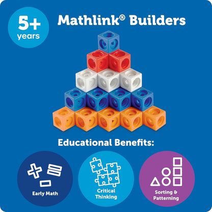 Learning Resources STEM Explorers MathLink Builders - 100 Pieces, Ages 5+ Kindergarten STEM Activities, Math Activity Set and Games for Kids, Mathlink Cubes Activity Set