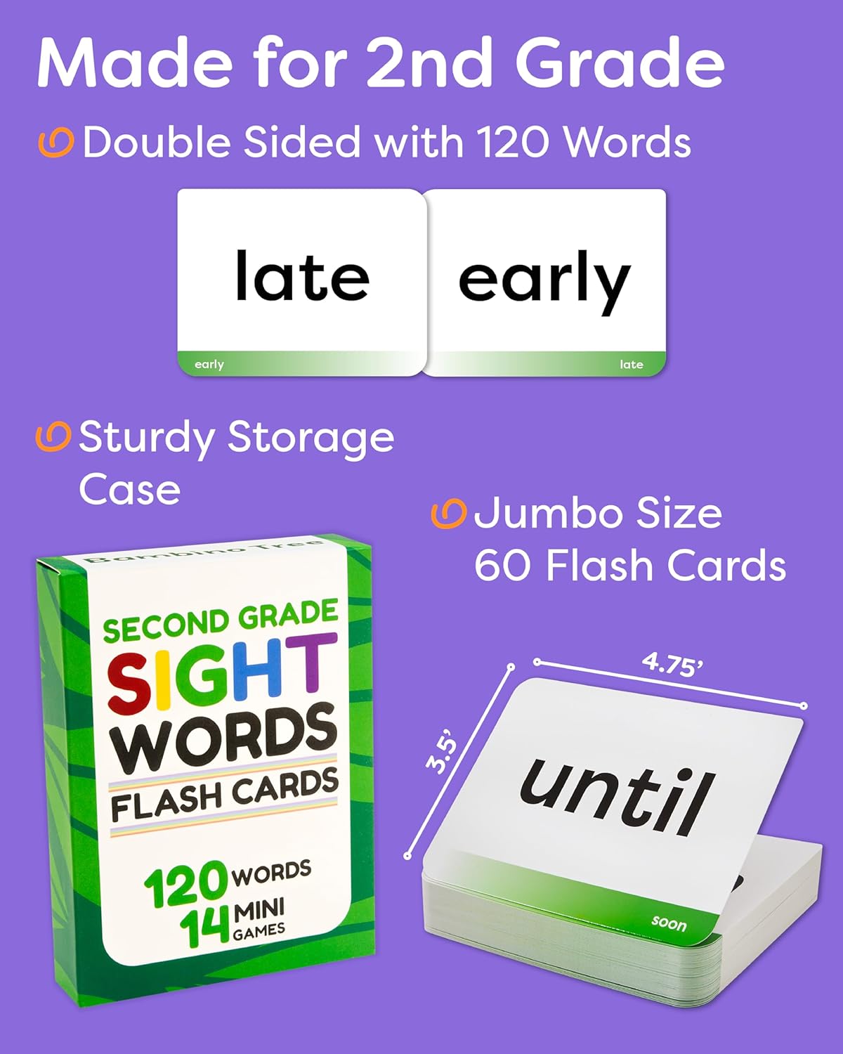 Sight Words Flash Cards 1st Grade - 120 High Frequency Words from Dolch's and Fry's Lists for 6-7 Years