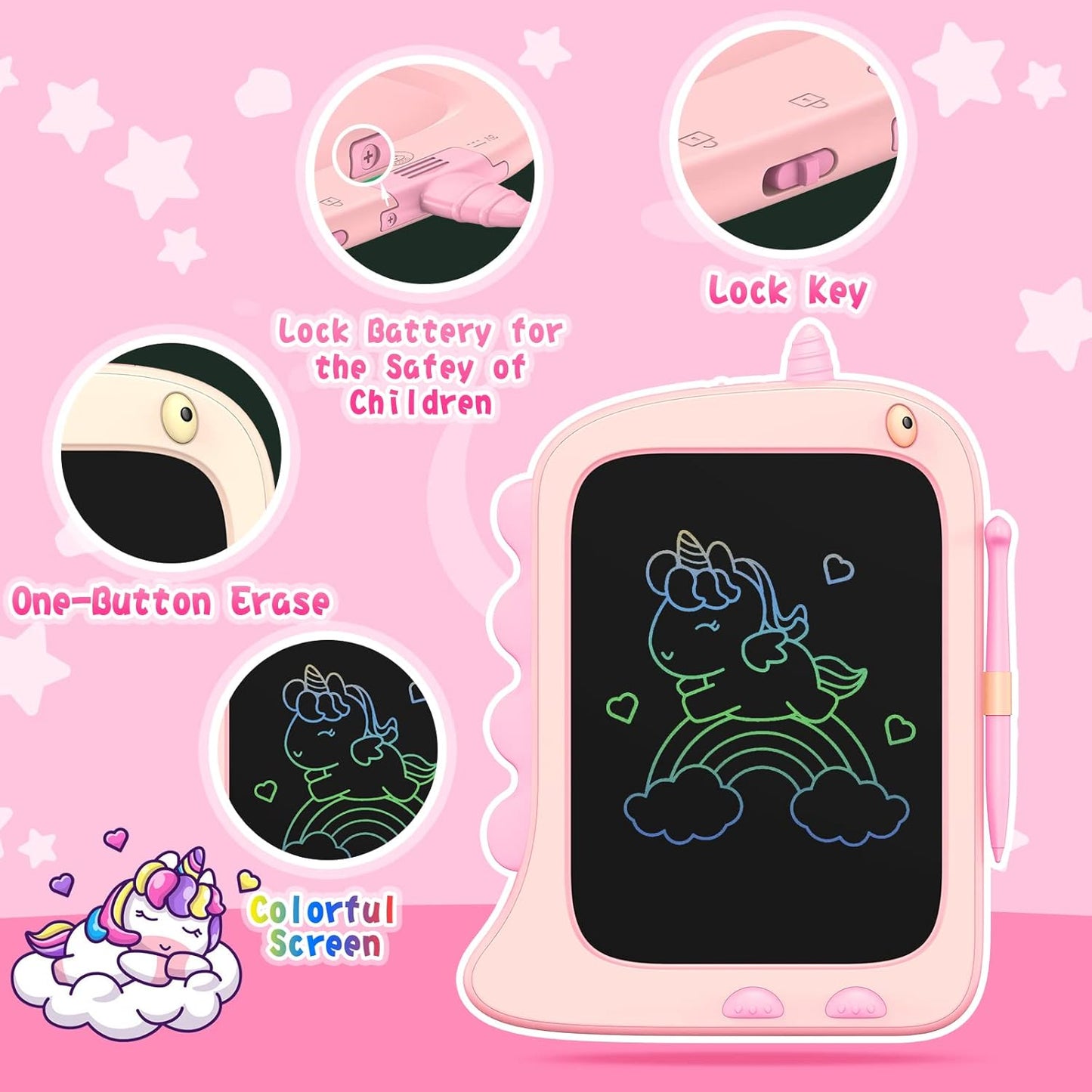ORSEN 8.5 Inch Doodle Board Drawing Tablet - Dinosaur Toy Gift for Kids 3-7 Years Old