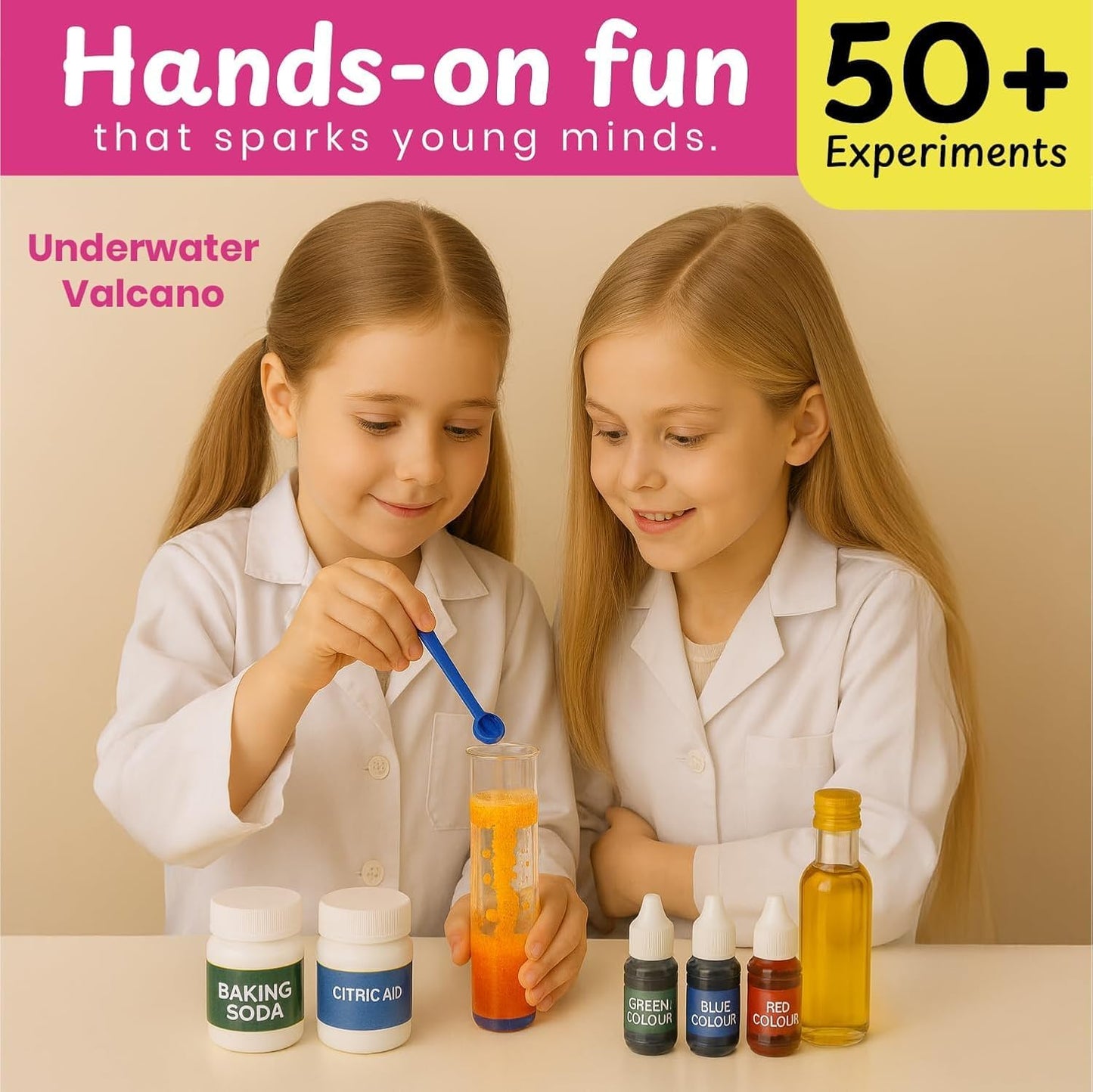 50+ Experiments Science Kit for Girls, Includes DIY Nail Art, Personalised Jewellery, Lip Balm, Frozen Wonderland | Birthday Gift for Girls, Educational Toy for Kids - Curious Junior