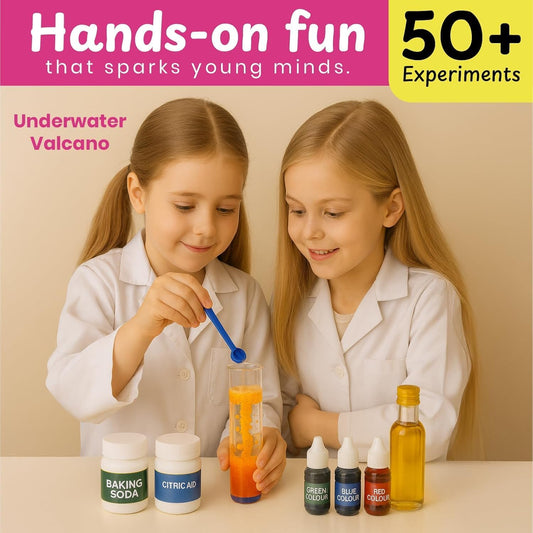 50+ Experiments Science Kit for Girls, Includes DIY Nail Art, Personalised Jewellery, Lip Balm, Frozen Wonderland | Birthday Gift for Girls, Educational Toy for Kids - Curious Junior