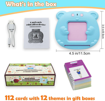 Spanish & English 510 Words Alphabet Bilingual Talking Flash Cards for 3-8 Years Toddlers, Pocket Speech Buddy Therapy Autism Toys, Educational Learning Interactive Toy for Boys Girls Kids Gifts Blue