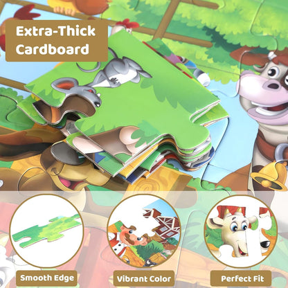 Jumbo Floor Puzzle for Kids, Large Jigsaw Puzzles 48 Piece with Box for Kids Ages 3-5,Preschool Learning & Education Toys, Gifts for 4-8 Year Old Boys and Girls(Jungle Animals)