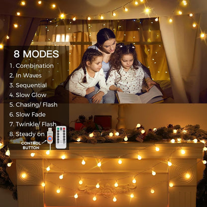 suddus String Lights for Bedroom, 66ft 200 Led Connectable Globe String Lights Indoor, Hanging Fairy Lights Plug in with Remote for Kids Room Dorm Classroom Outdoor Christmas Tree Decor, Warm White