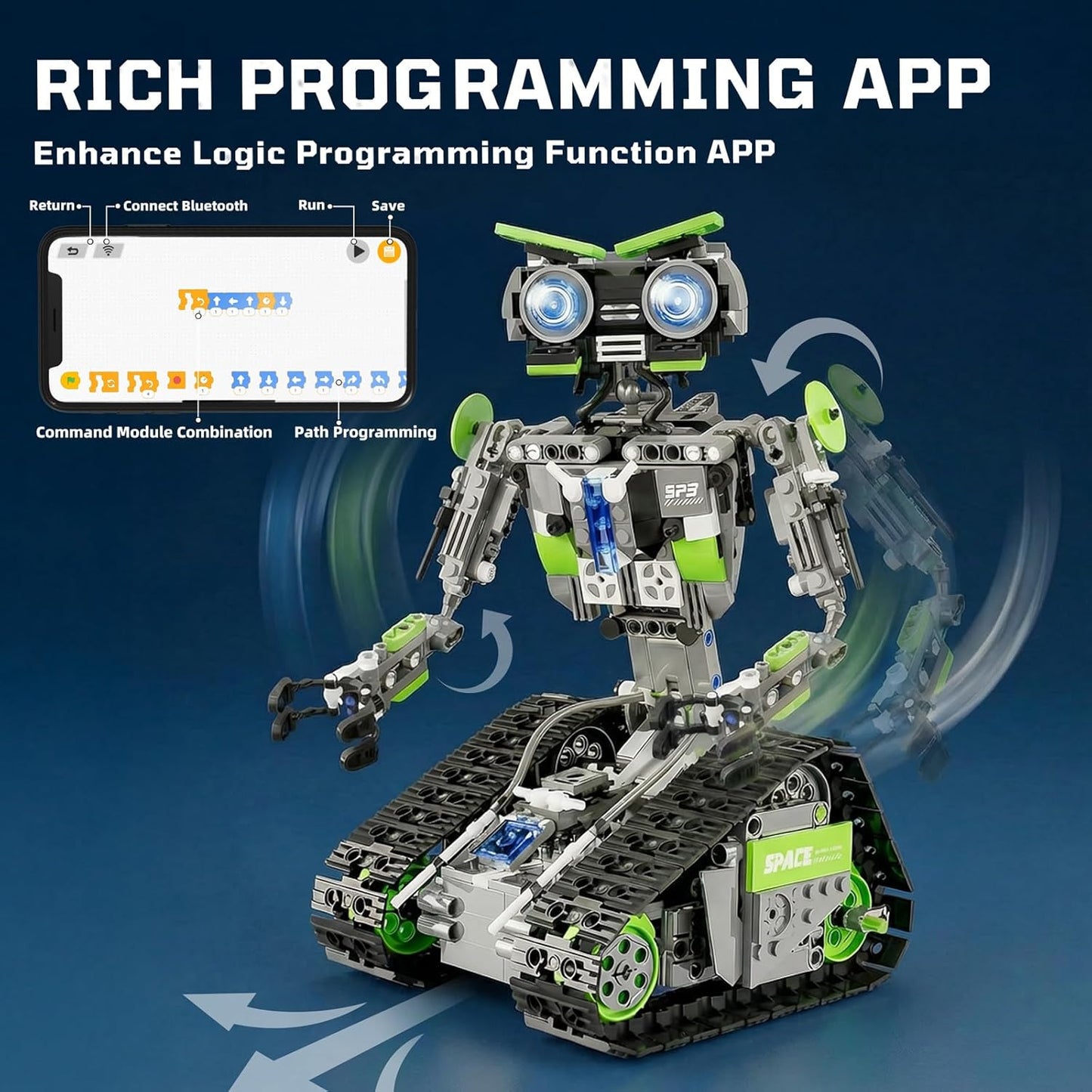 DOLIVE 5 in 1 STEM Robotics Kit, Building Block Set for Kids Ages 8-14, Remote Control and App Controlled Robot/Tank/Transporter/Scout/Engineering Vehicles, Birthday Gift for 8 9 10 11 12+ Years Old