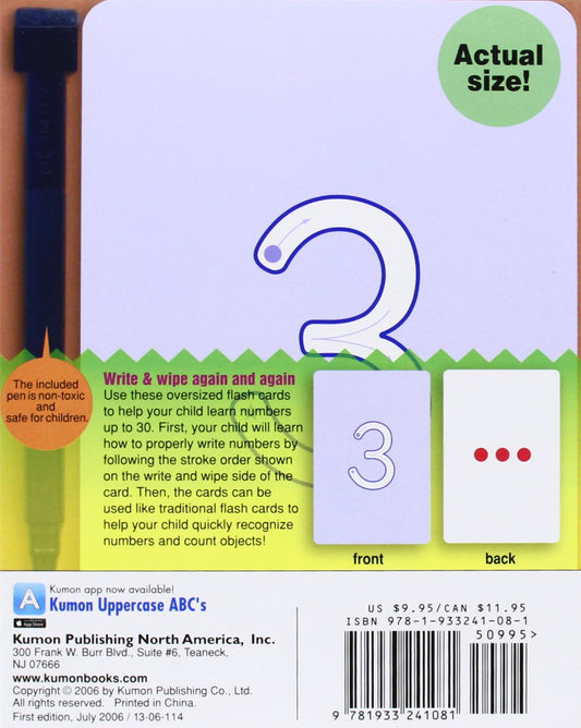 Kumon Numbers 1-30 Write & Wipe (Kumon Flash Cards)