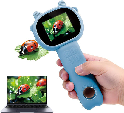 Microscope for Kids 500x Magnification,4X Zoom Mini Pocket Handheld Microscope with 2.0" Screen for Toddlers-STEM Educational Science Kit Toddler for Boys Girls Aged 3-12(Black)