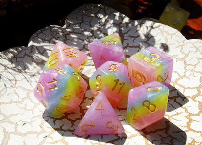 Polyhedral DND Dice Set RPG Rainbow Dice for Dungeons and Dragons(D&D) Role Playing Game,MTG,Pathfinder,Table Game,Math Games Dice Set with Dice Pouch