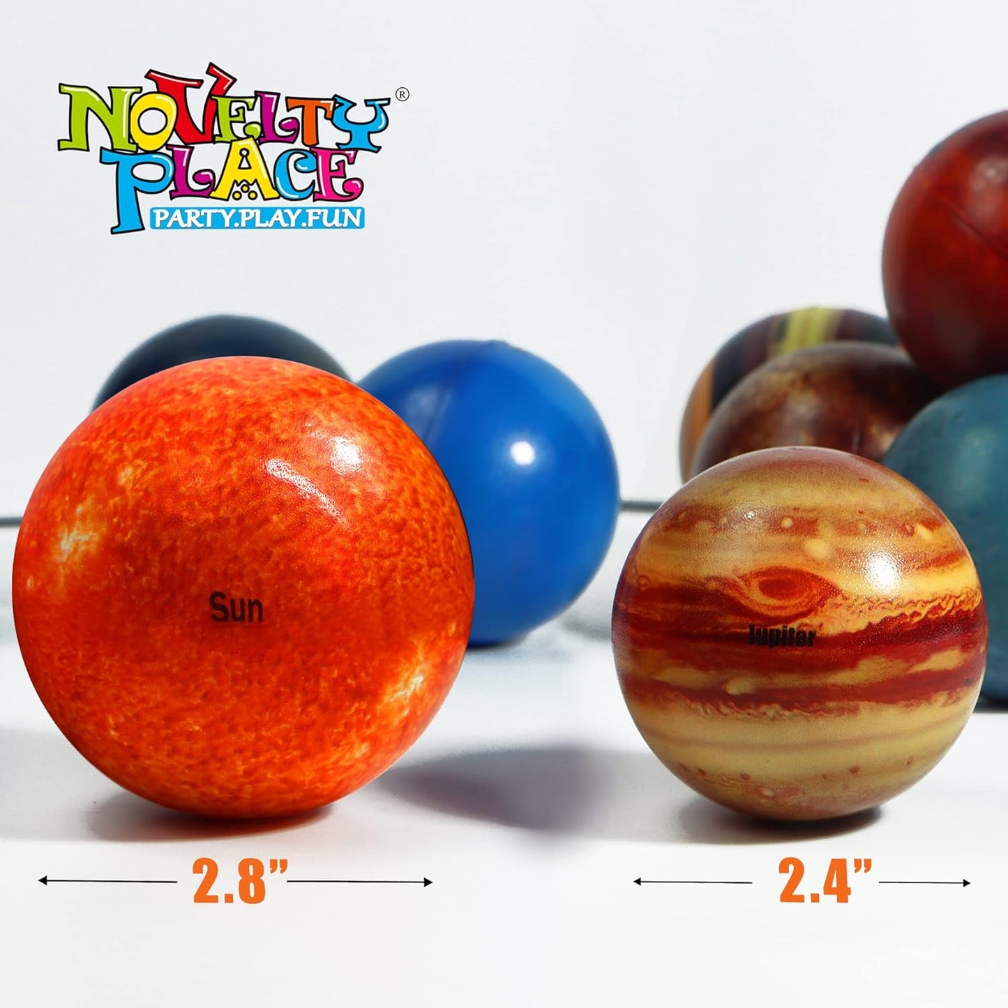 Novelty Place Solar System Stress Balls - 10 Pcs Anti-Stress Planetary Balls for Kids – Relaxation Gadgets, Fidget Toys, Astronomy Gifts, Space Theme Party Favor, Carnival Prizes