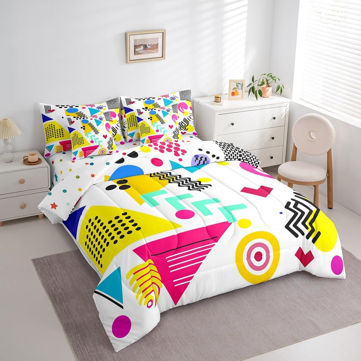 Erosebridal Chemical Equation Bed in a Bag Queen Comforter Set 7 Piece,Chemistry Bedding Sets Science Students Learning Gift Sheet Set with Comforter,Molecular Formula Education Bed Set - Colors A