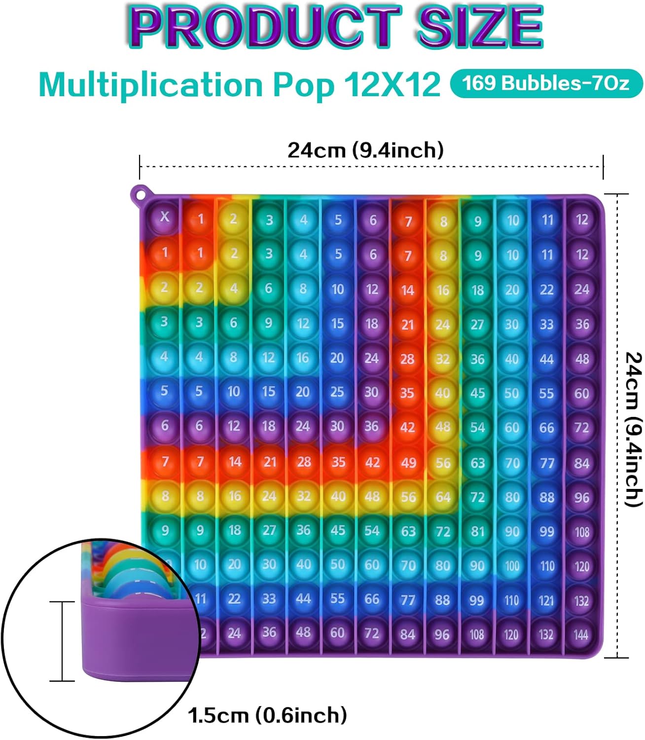 Multiplication Game Table Digital Multiplication Board Game, Addition and Multiplication in One, Rainbow Dimple Fingertip Toy, Create Stress-Relieving Math Manipulation (1 Piece)