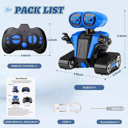 MindPal Robot Toys Rechargeable RC Robots for Kids with LED Eyes Auto-Demonstration Dance & Sing Remote Control Emo Robots for Boys Girls, Camouflage Blue