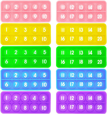 Ten Frame Popper, Math Fidget Sensory Toys, Ten-Frame Counting Toy, Educational Toy for Kids, Classroom Group Learning Activities for Toddler(Pack of 10)