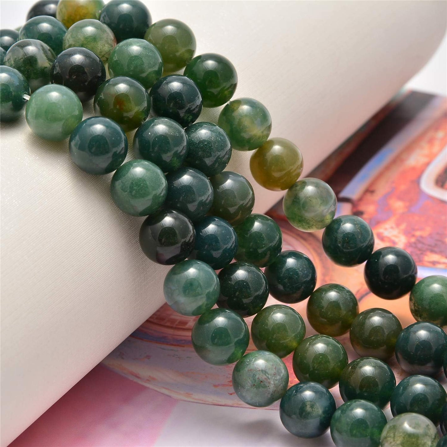 NCB 100pcs Original Natural Stone Beads Gemstone Round Loose Beads 6mm 8mm 10mm (Blue Aventurine, 6mm 100Beads) - Colors B