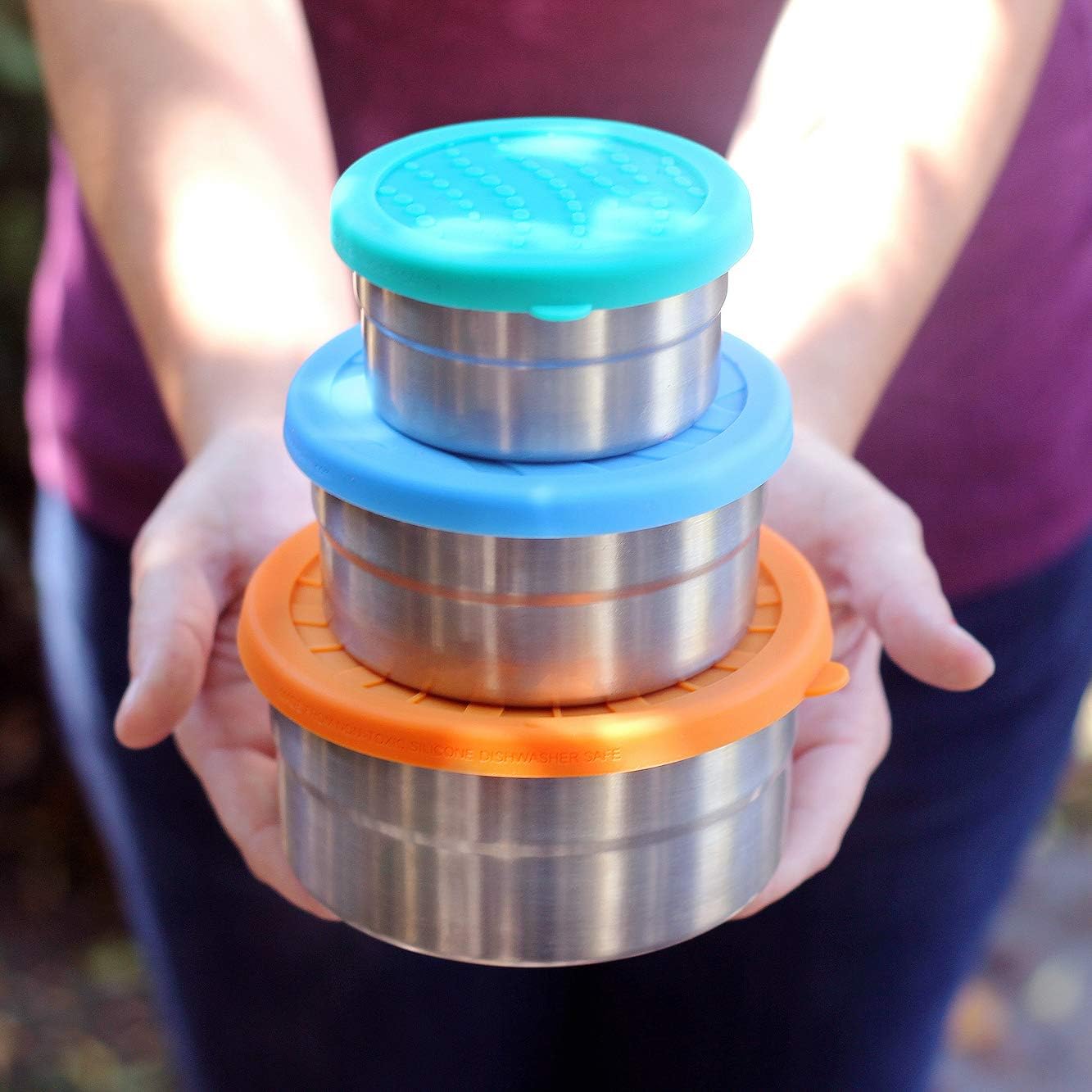 Ecolunchbox Seal Cup Trio – 3‑Piece Nesting Stainless Steel Leak‑Proof Container Set (40 oz Total) with Silicone Lids – Plastic‑Free, Non‑Toxic, Dishwasher & Oven Safe