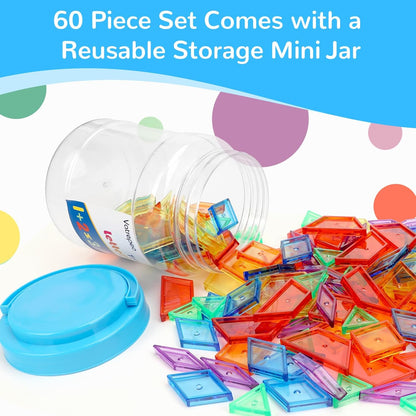 140 Pcs Translucent Pattern Blocks for Light Table, 6 Colors & Shapes Educational Light Table Manipulatives and Accessories