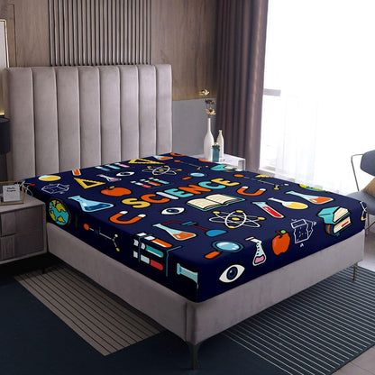 Erosebridal Chemistry Lab Fitted Sheet Twin Size Chemical Equation Bed Sheets for Boys Girls Chemical Elements Science Theme Bed Set Teens Kids Science Students Bedding Set School Dorm Room Decor