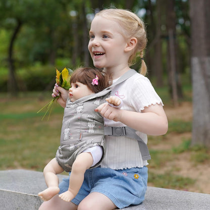 GAGAKU Baby Doll Carrier for Little Girls, Reborn Doll Accessories for Toddlers 3+ Years Old, Kids Toy Baby Dolls Sling Carrier - Pink - Moonflower