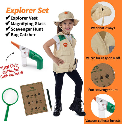 Born Toys Kids Garden Set for Boys & Girls Ages 3-7, Toddler Gardening Kit with Kids Gardening Tools - Gardening Apron, Gloves, Hat, Working Spray Bottle, Trowel Shovel & Rake, Outdoor Activity Toys