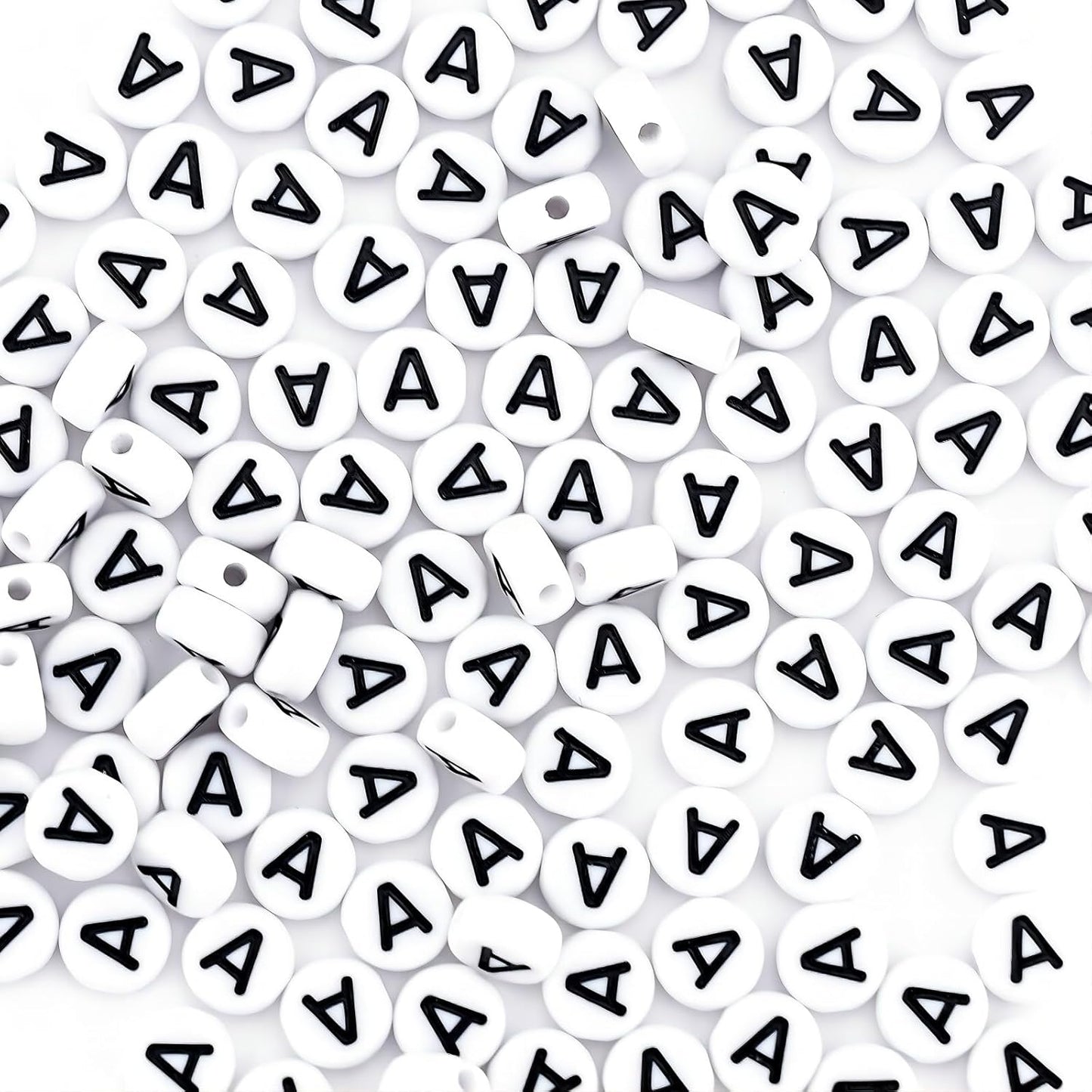 300Pcs Vowel Letter Pony Beads for Charms Bracelets Making 4X7mm Individual Round White Alphabet Beads U