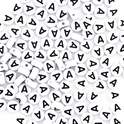 300Pcs Vowel Letter Pony Beads for Charms Bracelets Making 4X7mm Individual Round White Alphabet Beads U