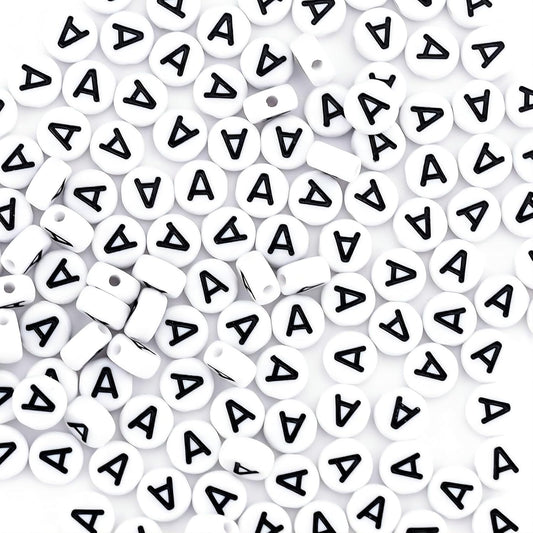 300Pcs Vowel Letter Pony Beads for Charms Bracelets Making 4X7mm Individual Round White Alphabet Beads U