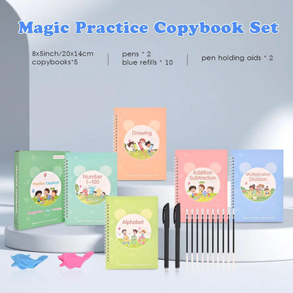 AALGO Handwriting Book Practice for Kids,Reusable Grooved Handwriting Books, Writing Practice for Kids Age 3-5