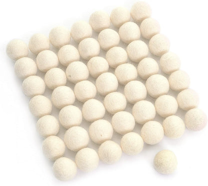 Glaciart One Wool Felt Balls, Felt Ball (240 Pieces) 2.5 Centimeters - 1 Inch, Handmade Felted Pure White Color - Bulk Small Puff for Felting and Garland