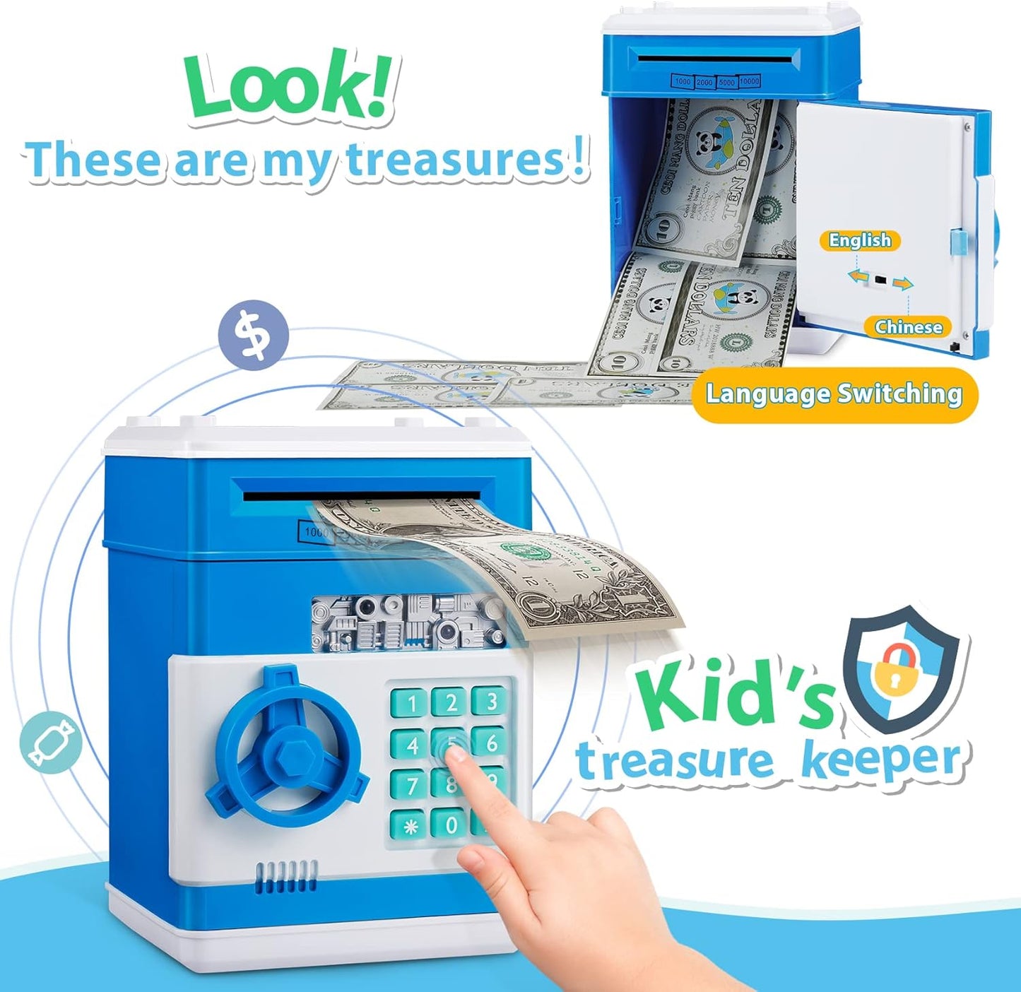 Kids Piggy Bank for Girls - Toys for 5 6 7 8 9 10 Year Old Girl Birthday Gifts - Electronic Piggy Bank ATM Machine Money Safe for Kids Toys Age 6-8-10