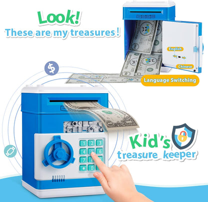 Kids Piggy Bank for Girls - Toys for 5 6 7 8 9 10 Year Old Girl Birthday Gifts - Electronic Piggy Bank ATM Machine Money Safe for Kids Toys Age 6-8-10
