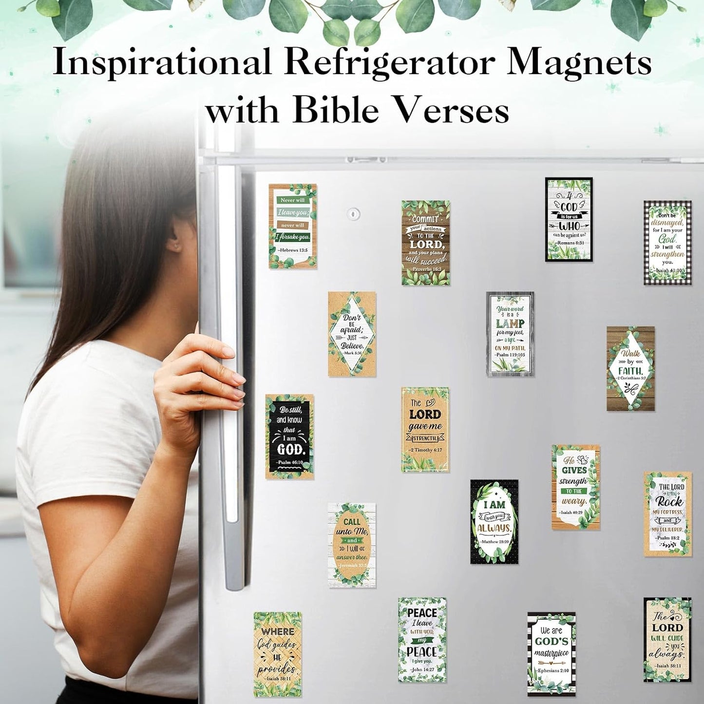Blosssound 60 Pcs Inspirational Christian Magnets with Bible Verses Religious Refrigerator Magnet Motivational Quotes Fridge Scripture Positive Gifts for Home Office School Locker Decor(Scenery)