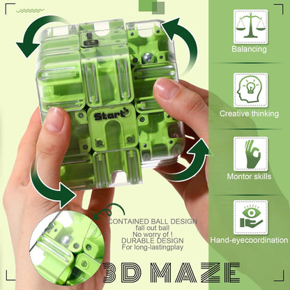 1 Sets Large Labyrinth 3D Maze Cube Puzzle Maze Game Gravity 3D Puzzle Cube Brain Teaser Ball Games for Kids Education Sensory Toys Gift for Adults (Upgrade Version,Yellow)
