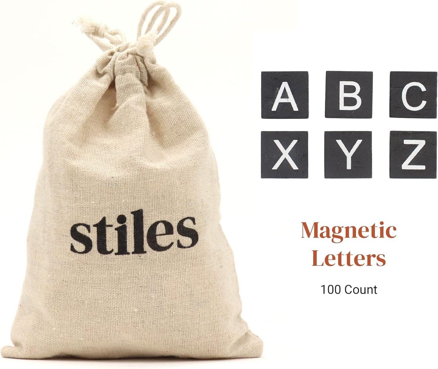 Stiles 100 Piece Wooden Magnetic Letter Tiles - Grey