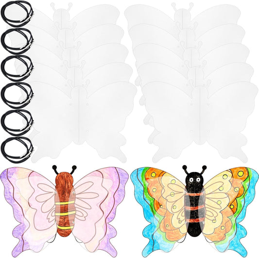 Suzile 12 Pack Butterfly Party Favor Kids Butterfly Craft Kit, Color Your Own Fairy Wings, DIY Wings for Girls Butterflies for Toddler Girls Boys Birthday Halloween Party Accessory