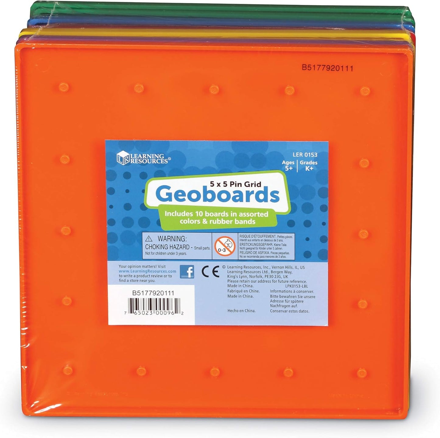 Learning Resources Classpack Geoboards, 7 Inches Each, Set of 10 Geoboards, Ages 5+
