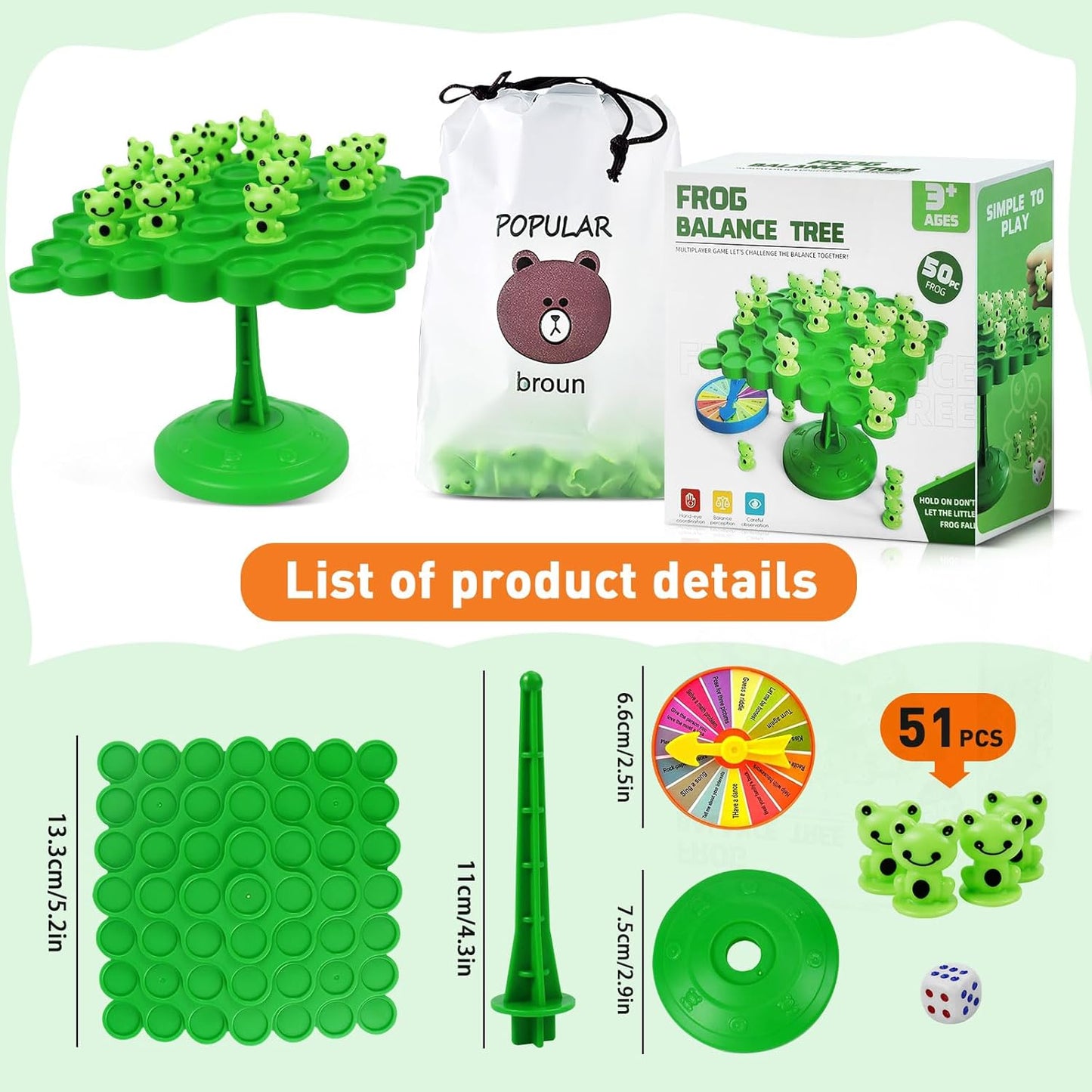 kykake Frog Balance Game Toys,Balance Game Tree Two-Player Parent-Child Interactive Family Tabletop Puzzle Montessori Toy,Frogs Board for Kids and Adults (Frog)