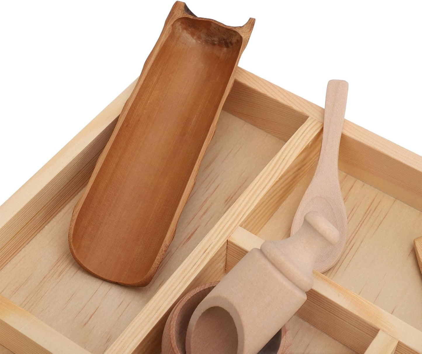 ZJchao Montessori Sensory Bin Tools, Wooden Toy Set with Bowls and Scoops for Fine Motor Skills Development, Sensory Play and Learning for Toddlers