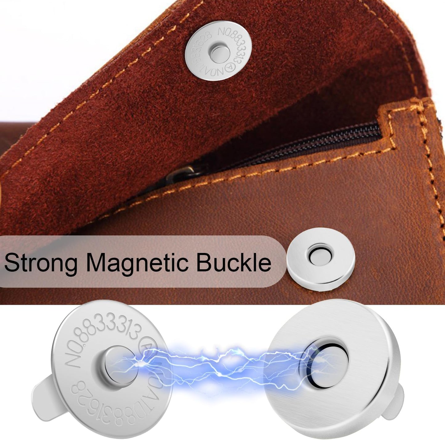 CooBigo 24Sets Magnetic Snaps for Purse Closures 18mm Magnetic Fastener Replacement Kit Magnetic Snaps for Purses and Totes Clothing Bag DIY Craft (Silver)