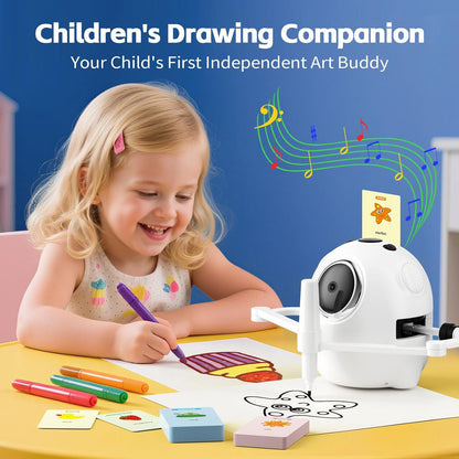 Drawing Robot for Kids with Camera Recognition, Interactive Educational Drawing Machine with 150 Cards, Montessori Painting Learning Toys for Ages 3+, Birthday for Boys Girls (Yellow)