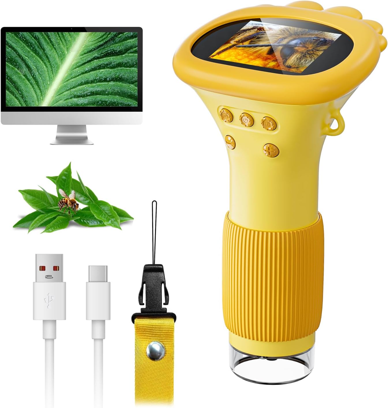 Microscope for Kids, SKYBASIC 2" IPS Screen 1000X Handheld Digital Microscopes HD Pocket Portable Mini USB Microscope Camera, PC Compatible, Science Edu Fun Birthday Gifts Toys for Children Students