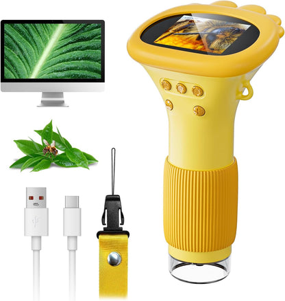 Microscope for Kids, SKYBASIC 2" IPS Screen 1000X Handheld Digital Microscopes HD Pocket Portable Mini USB Microscope Camera, PC Compatible, Science Edu Fun Birthday Gifts Toys for Children Students